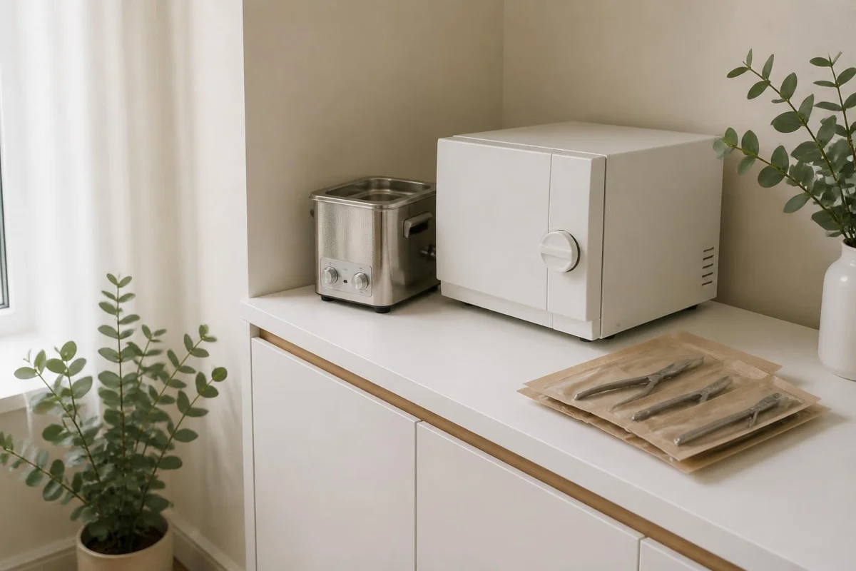Sterilizační koutek: ultrazvuková čistička a autokláv